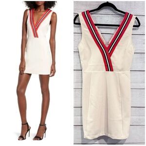 English Factory Size Small Ivory Mini Dress Sleeveless Varsity Retro Preppy